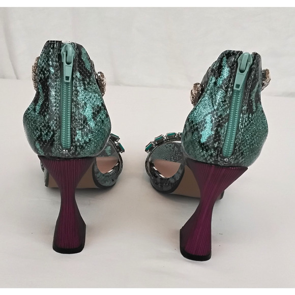 Betsey Johnson Emani Heels Women's Size 9.5 Teal & Purple w/ Rhinestones #W4154 - Picture 4 of 16